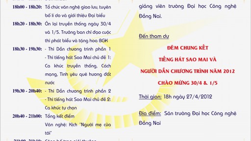 Chương trình Sao mai điểm hẹn và Người dẫn chương trình chào mừng ngày 30/4 và 01/5 năm 2012.