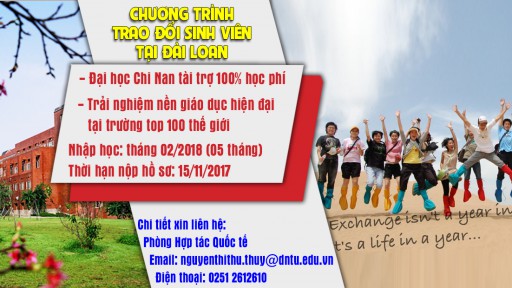 Chương trình trao đổi sinh viên tại  Trường Đại học Quốc gia Chi Nan – Đài Loan